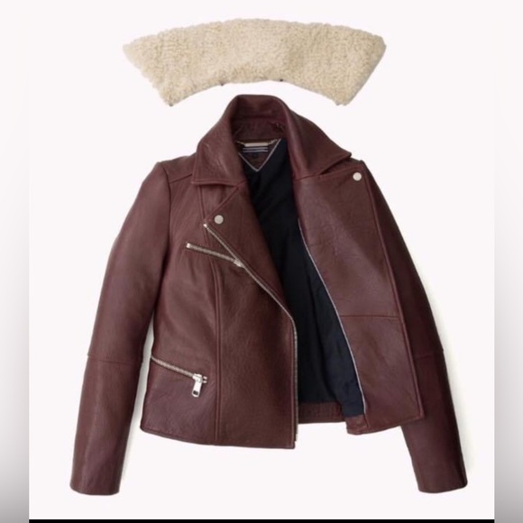 Tommy Hilfiger burgundy leather moto jacket. Excellent condition! - Picture 5 of 10